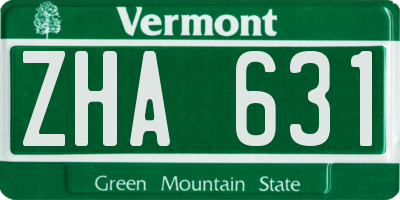 VT license plate ZHA631
