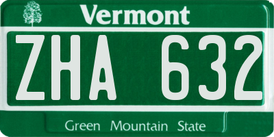 VT license plate ZHA632