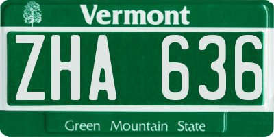 VT license plate ZHA636