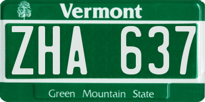 VT license plate ZHA637