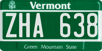 VT license plate ZHA638
