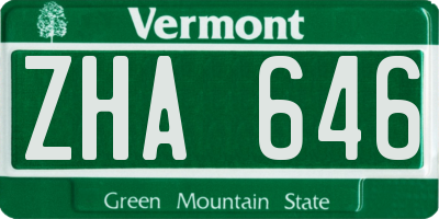 VT license plate ZHA646