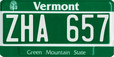 VT license plate ZHA657