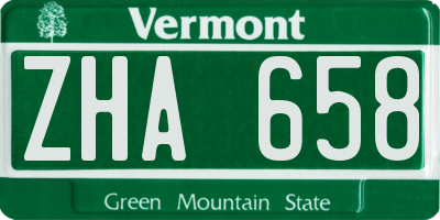 VT license plate ZHA658
