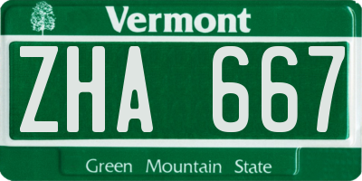 VT license plate ZHA667