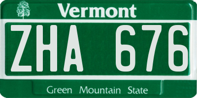 VT license plate ZHA676