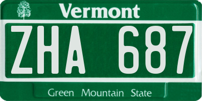 VT license plate ZHA687
