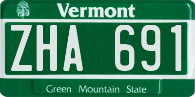 VT license plate ZHA691
