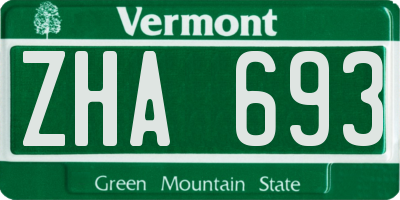 VT license plate ZHA693