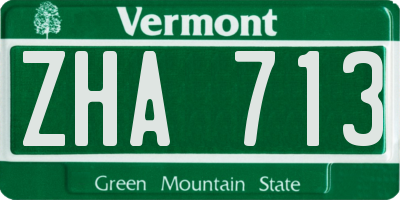 VT license plate ZHA713
