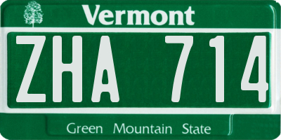 VT license plate ZHA714