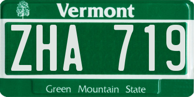 VT license plate ZHA719
