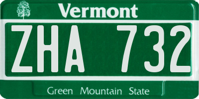 VT license plate ZHA732