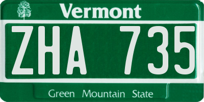 VT license plate ZHA735