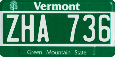 VT license plate ZHA736