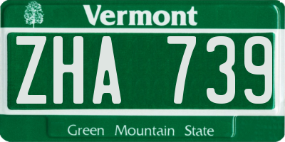 VT license plate ZHA739