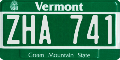 VT license plate ZHA741