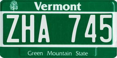VT license plate ZHA745