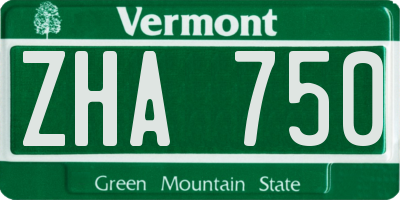 VT license plate ZHA750