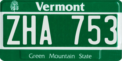 VT license plate ZHA753