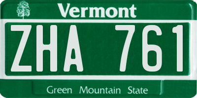 VT license plate ZHA761