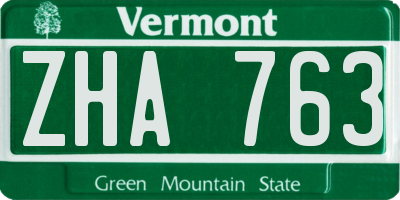 VT license plate ZHA763