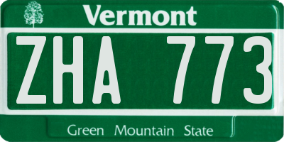VT license plate ZHA773