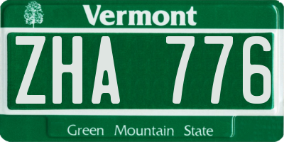 VT license plate ZHA776