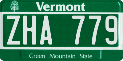 VT license plate ZHA779