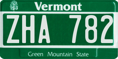 VT license plate ZHA782