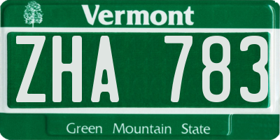 VT license plate ZHA783