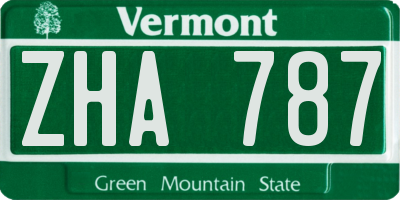 VT license plate ZHA787