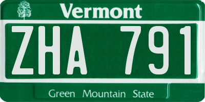 VT license plate ZHA791