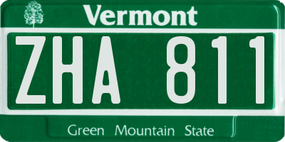 VT license plate ZHA811