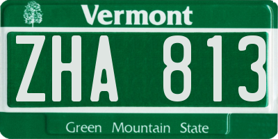 VT license plate ZHA813
