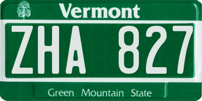 VT license plate ZHA827