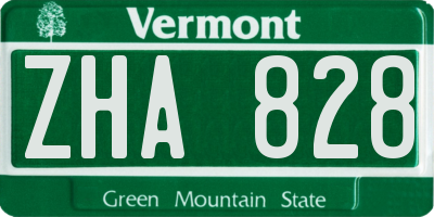 VT license plate ZHA828