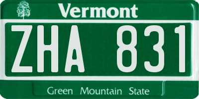 VT license plate ZHA831
