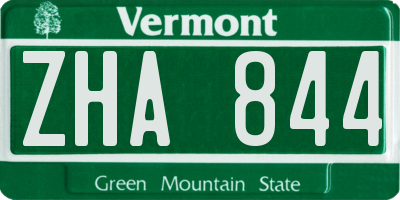 VT license plate ZHA844