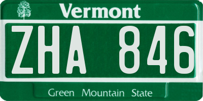 VT license plate ZHA846