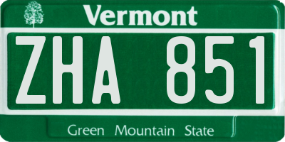 VT license plate ZHA851