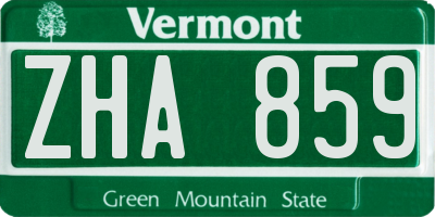 VT license plate ZHA859