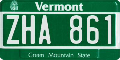 VT license plate ZHA861