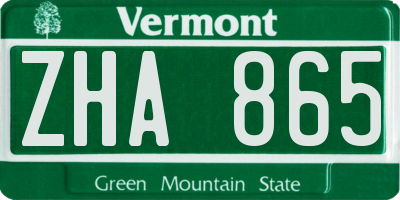 VT license plate ZHA865