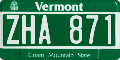 VT license plate ZHA871