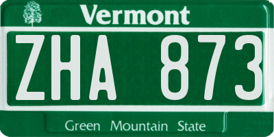 VT license plate ZHA873