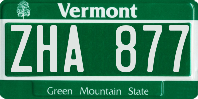 VT license plate ZHA877