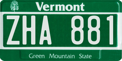 VT license plate ZHA881