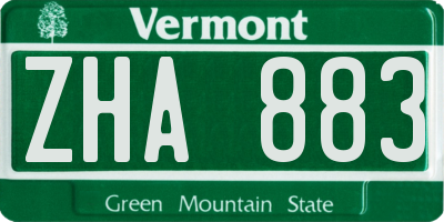 VT license plate ZHA883