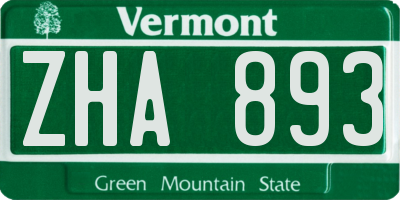 VT license plate ZHA893
